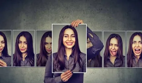 Yeme Bozuklukları konulu görsel: bir kadının farklı duygu ifadeleriyle sıralanmış fotoğrafları