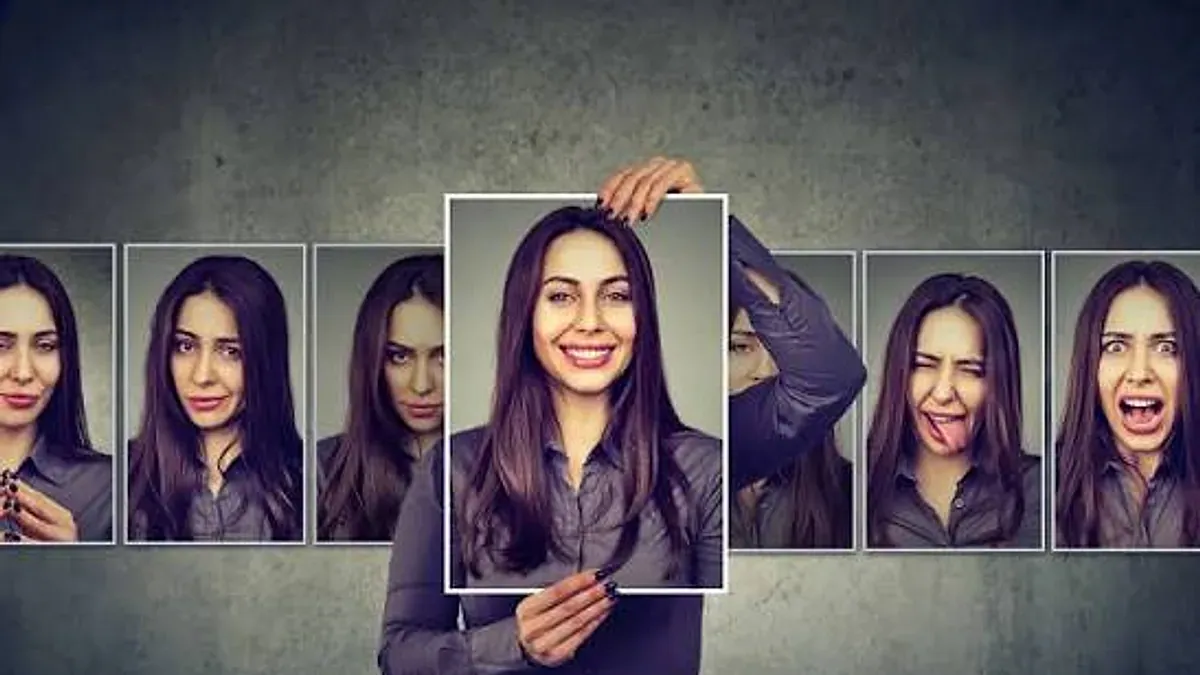 Yeme Bozuklukları konulu görsel: bir kadının farklı duygu ifadeleriyle sıralanmış fotoğrafları